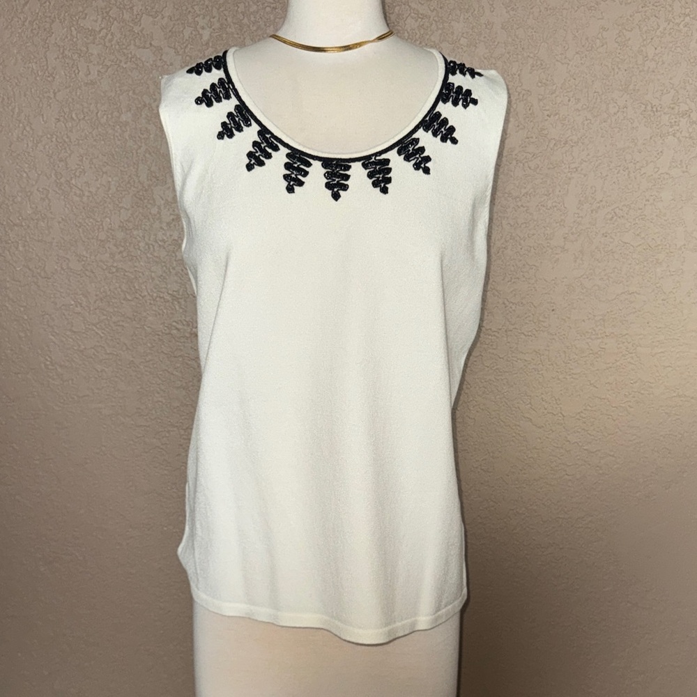 Jones New York Top with Black Embellishments